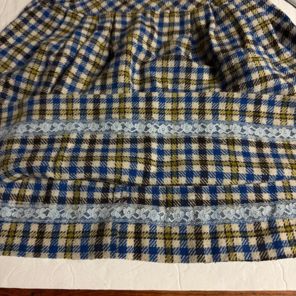 Vintage Little Miss Brent Montgomery Ward Plaid Jumper Dress Blue Green Kids